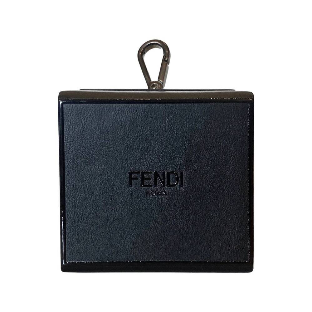 NEW FENDI women's roma mini box leather key ring charm in black
